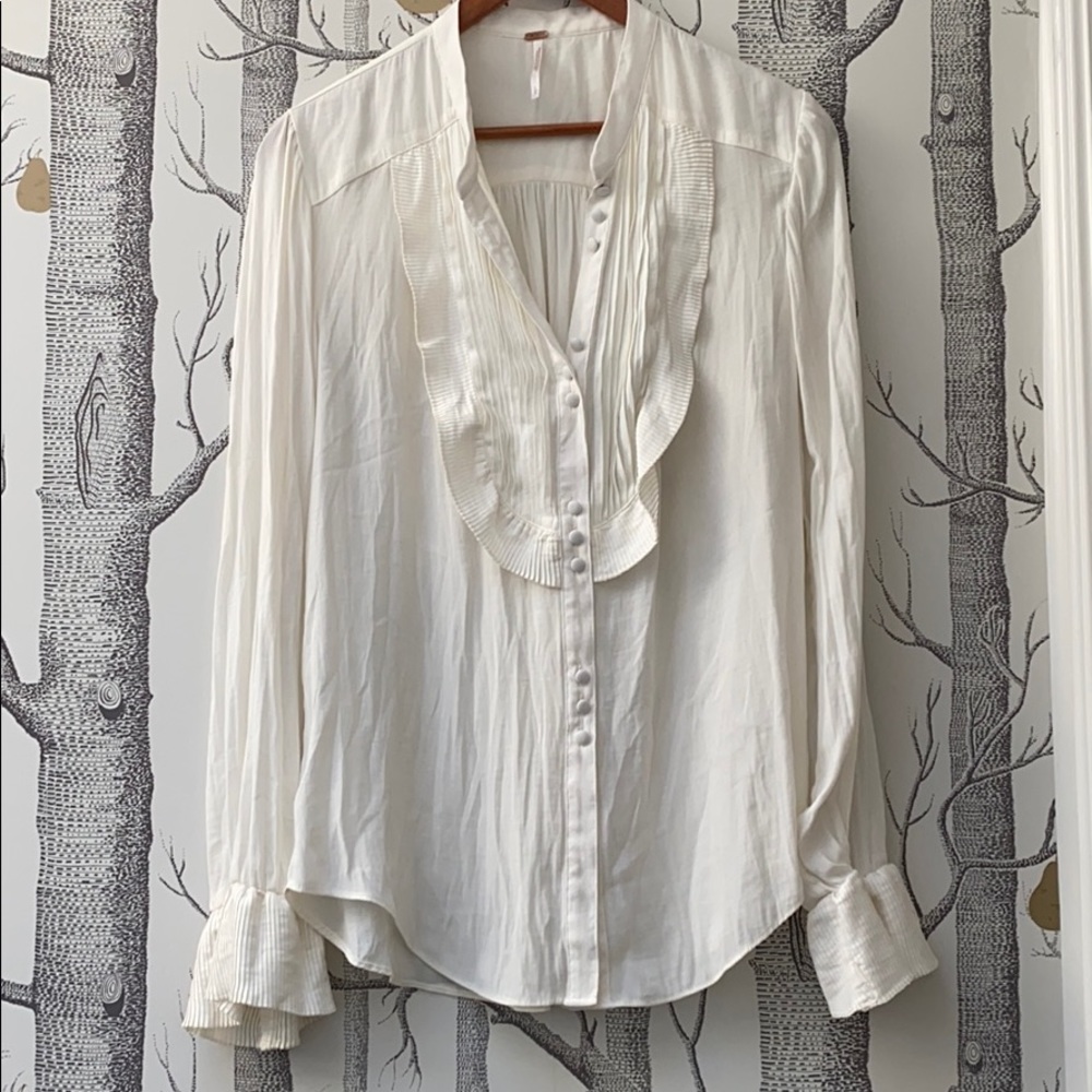 *SOLD*Free People ruffled cream blouse